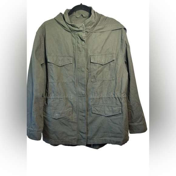 Universal Thread Army Green NWT Barn Jacket with Cinch Pulls Zip and Button SZ L - Picture 1 of 9